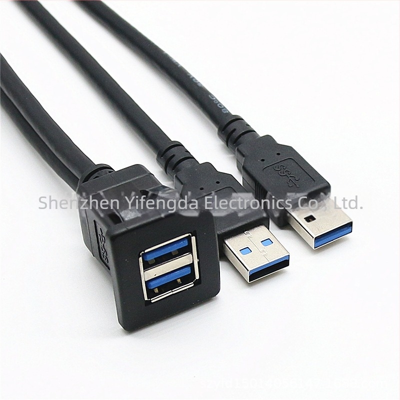 USB 3.0 kétportos adatkábel ABS házzal autó- és motorkerékpár műszerfalhoz