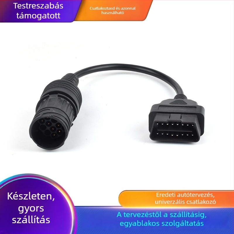 BMW motorkerékpárhoz OBD2 adapterkábel — BMW 10-pinos OBD2-hez, 12V, 80°C működési hőmérséklet