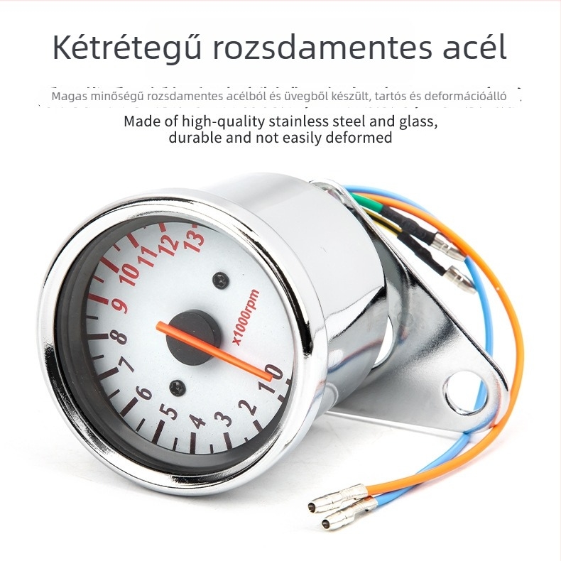 Motorkerékpár elektronikus tachométer, 0-13000 rpm, 12V, modell 1.3W