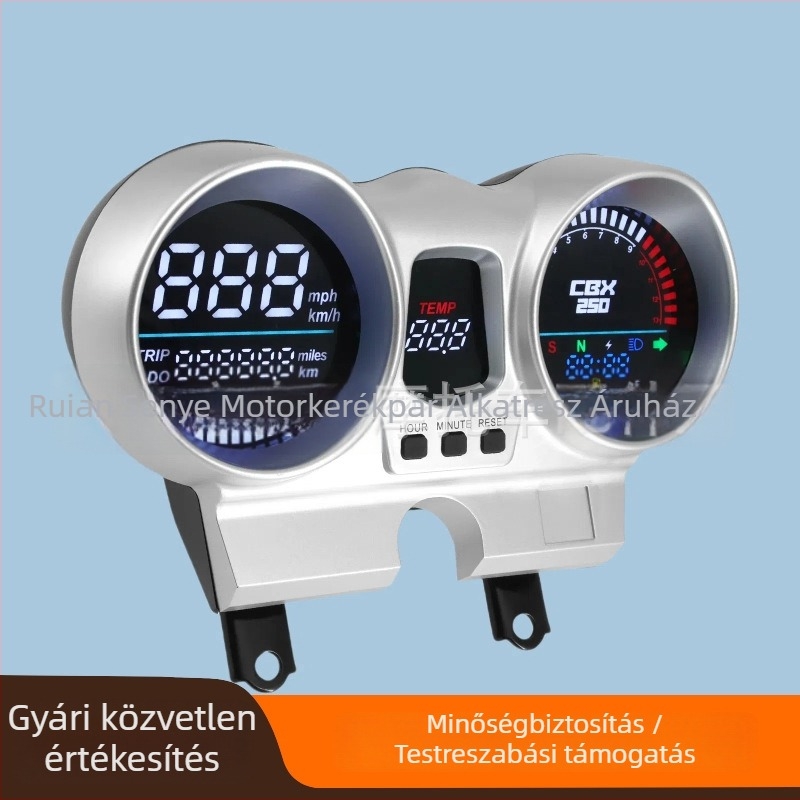 Motoros műszerfal LED tachométerrel, feszültségmérővel és kilométer-számlálóval (CBX250/CBF250 kompatibilis, 800 g)