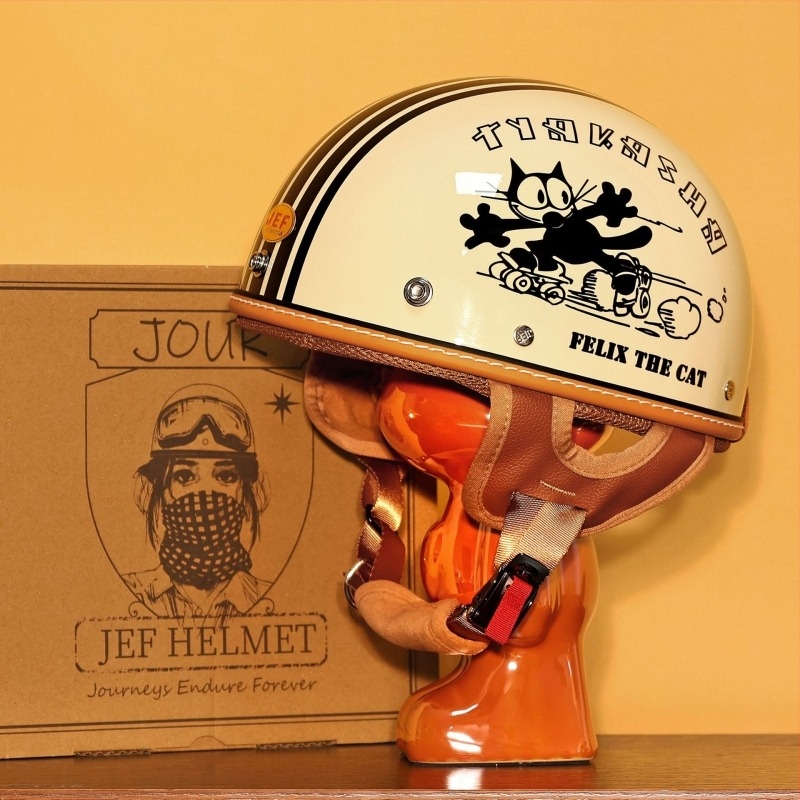 JEF motorkerékpár sisak – ABS, 3C tanúsított, könnyű retro stílus, nyári városi közlekedésre