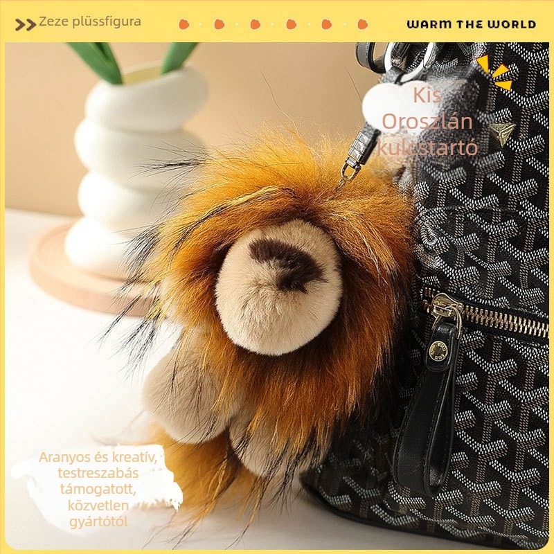 Kulcstartó plüss figura — Simba‑inspirált aranyos oroszlán, anyag Liquid hair (Brand: Ze ze; Anyag: Liquid hair; Stílus: Cute; Típus: Keychain)