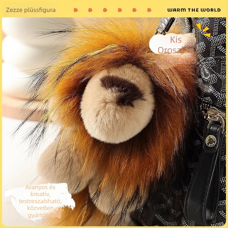 Kulcstartó plüss figura — Simba‑inspirált aranyos oroszlán, anyag Liquid hair (Brand: Ze ze; Anyag: Liquid hair; Stílus: Cute; Típus: Keychain)