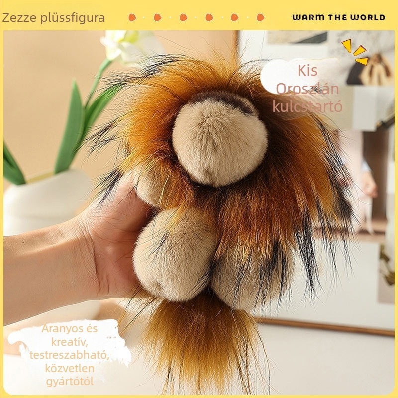 Kulcstartó plüss figura — Simba‑inspirált aranyos oroszlán, anyag Liquid hair (Brand: Ze ze; Anyag: Liquid hair; Stílus: Cute; Típus: Keychain)