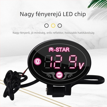 Motorkerékpár feszültségfigyelő LED-kijelzővel, vízálló voltmérő és feszültségriasztó detektor, 12–24V