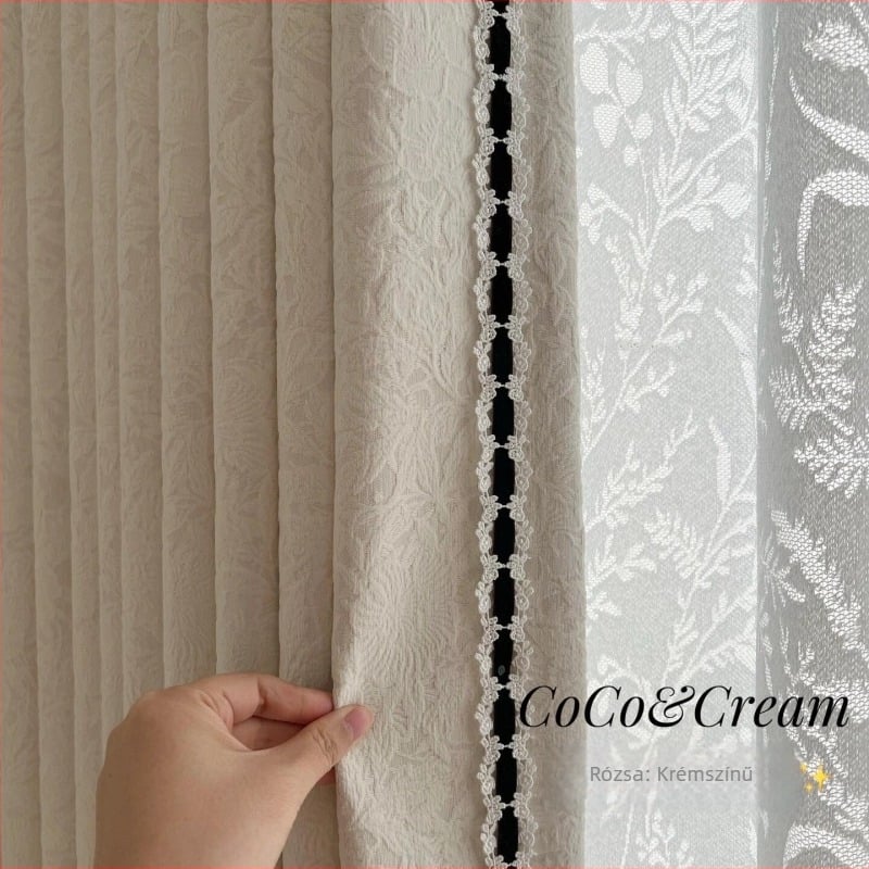 függöny Chenille anyag, Jacquard szövés, Magas árnyékolás 71–90%, Francia stílus, Minta: növények és virágok