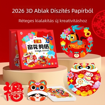 Ablak dekoráció papírvágással – Újév 2026, A ló éve, Anyag: rizspapír, Csomagolás: Opp bag, Márka Germination