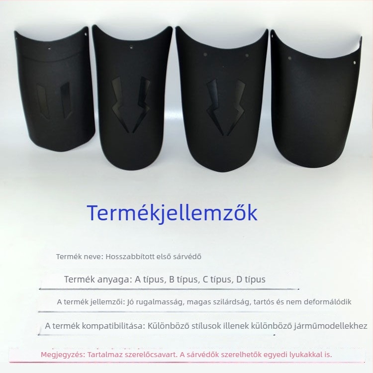Kiterjesztett első sárvédő és hátsó sárvédő készlet motorkerékpárokhoz és elektromos háromkerekűekhez – univerzális kompatibilitás, polipropilén (PP), vízvédő pajzs