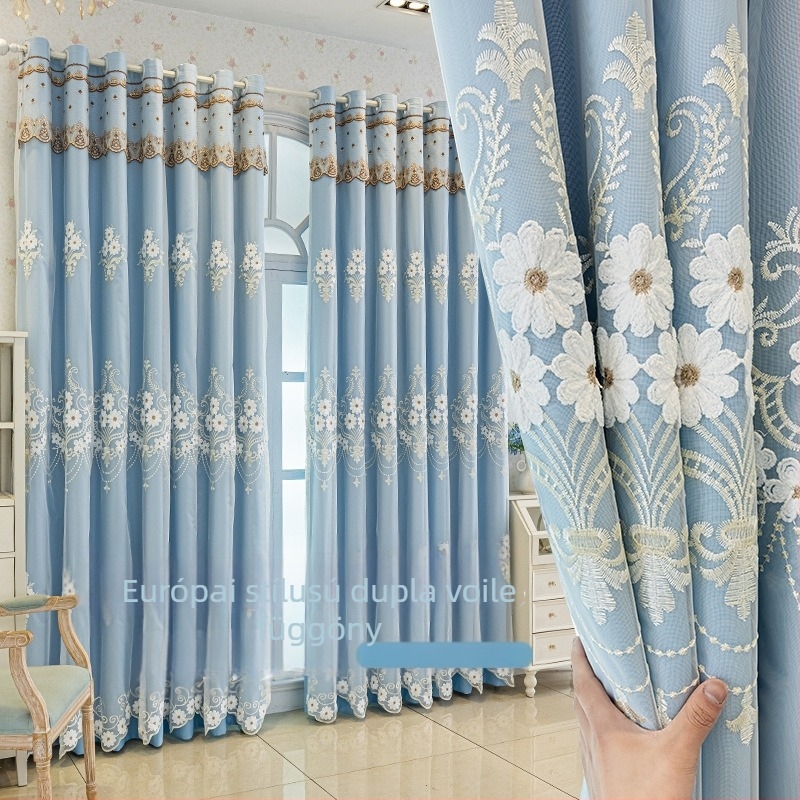 Kétrétegű reliefes hímzett függönyök, magas precizitású sötétítő anyaggal – kész textil