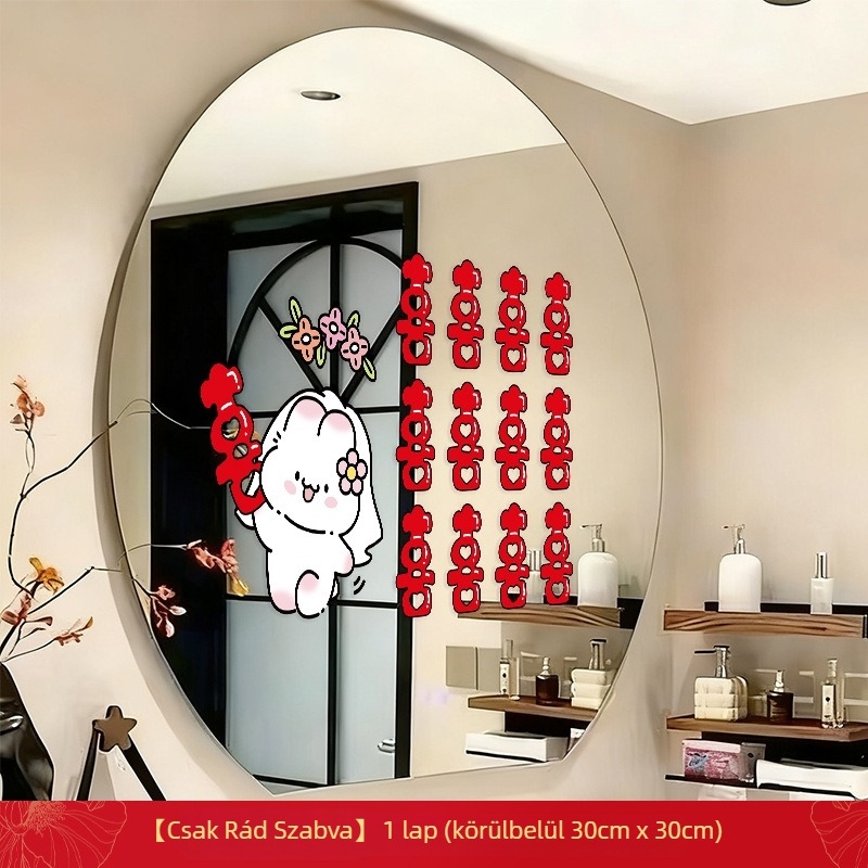 Esküvői statikus matrica ablakokra, üveg és tükrök számára – kettős boldogság motívummal, PVC anyag, ragasztószalaggal felhelyezhető, esküvői dekoráció