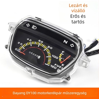 DY100 motorkerékpár műszerfal üzemanyag-szintmérővel, sebességmérővel, fordulatszámmérővel és kilométer-órával