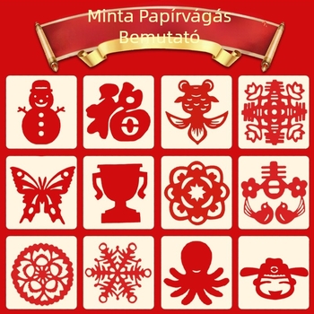 Dobozos csomagolású ablakdísz papírból kivágva – 12 kínai zodiákus motívumokkal, DIY dekorációhoz