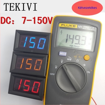 Digitális DC feszültségmérő járművekhez, univerzális 7–150V, modell SJ-DC056V-C