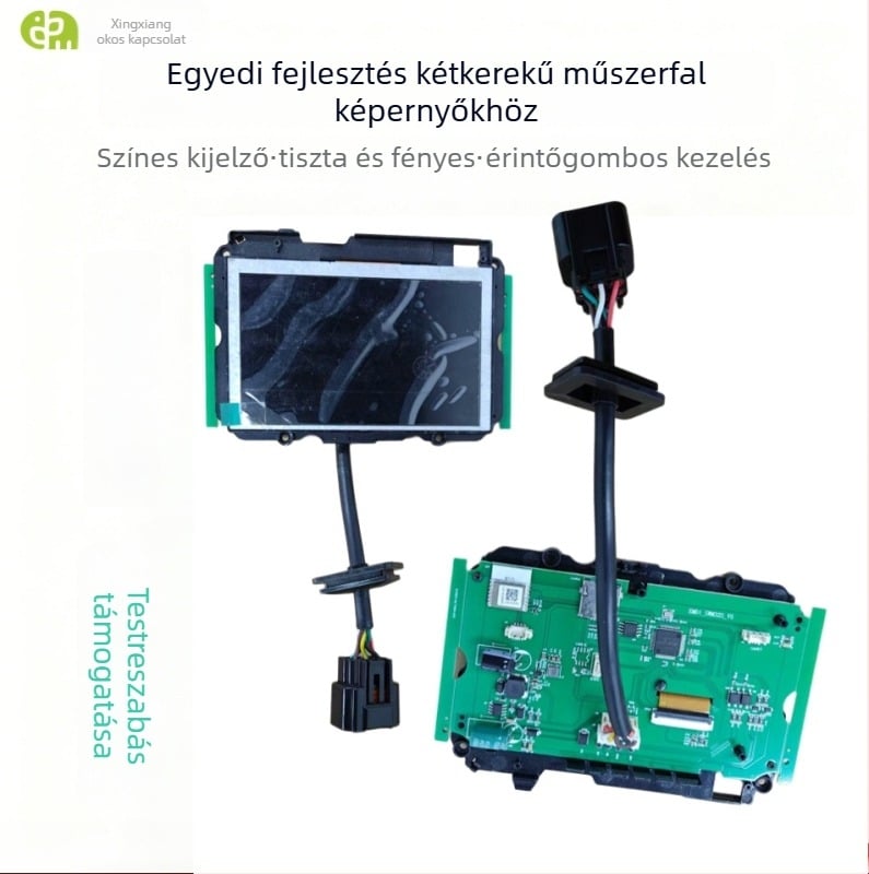 Kétkerekű jármű műszerfalának LCD színes kijelzője – Star Constellation Smart Connect; RS485/RS232, egyvonalú kommunikáció; válaszidő 0,01 ms; pontátmérő 0,03 mm