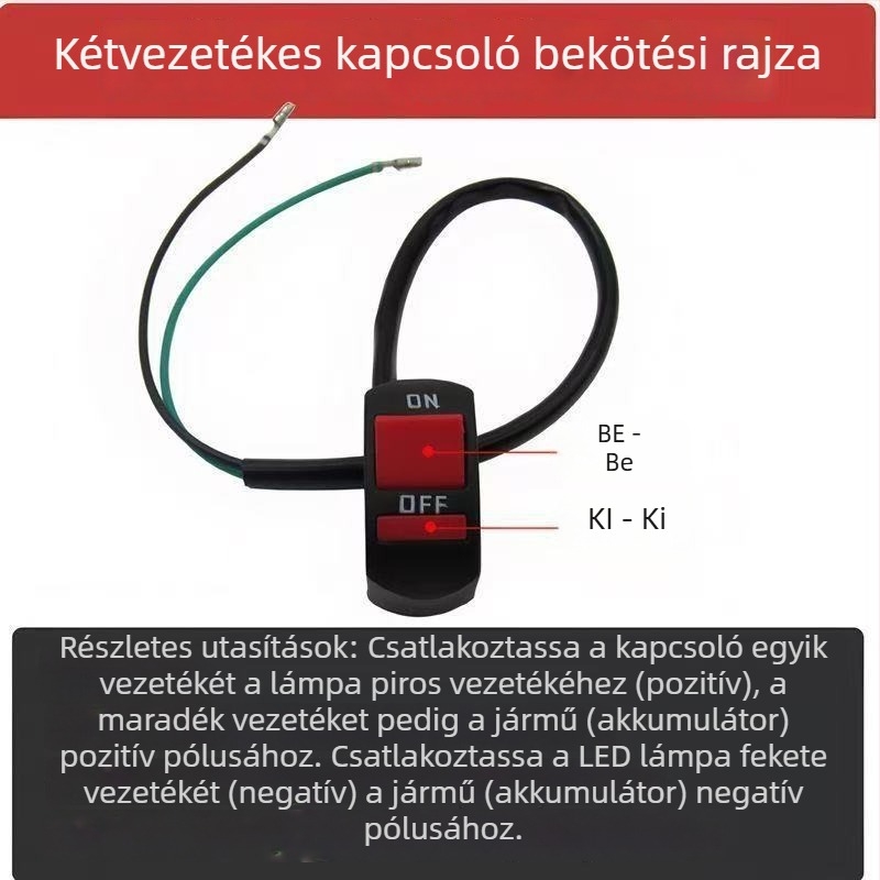 Kétvezetékes motorkerékpár-kapcsoló, kettős villanóval és kijelzőfénnyel
