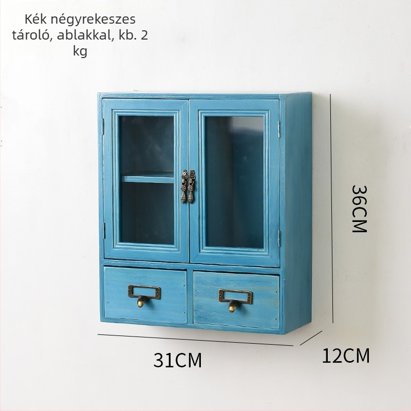 Fából készült, háromszintes falra szerelhető polc, kézzel készített