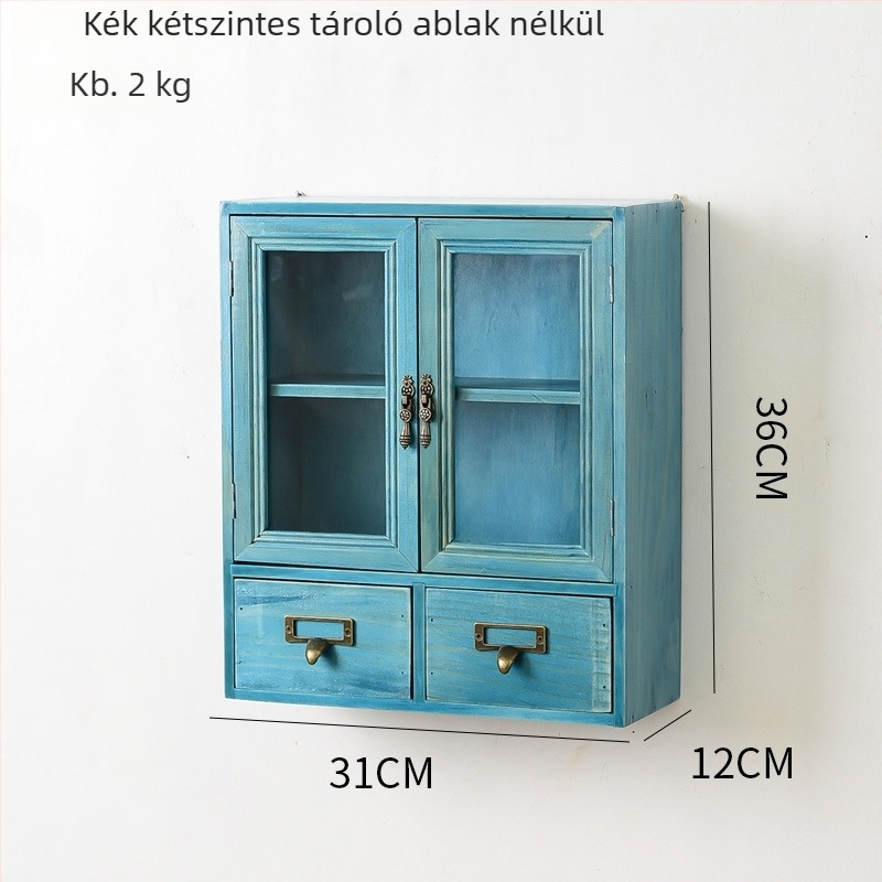 Fából készült, háromszintes falra szerelhető polc, kézzel készített