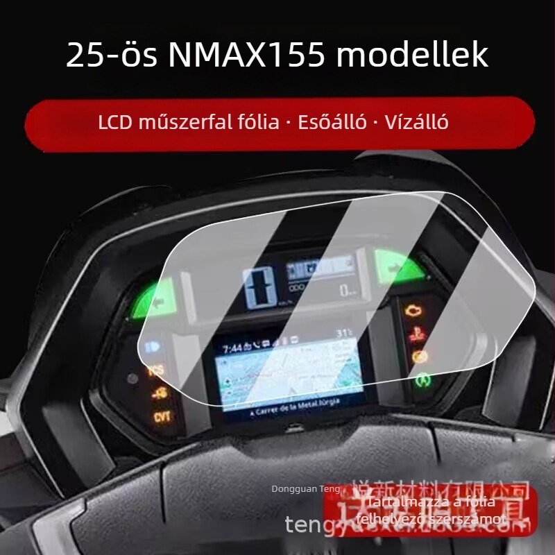 HD PET védőfólia Yamaha NMAX155 műszerfalhoz, modellek 24–25, matt felület, kékfény-szűrő