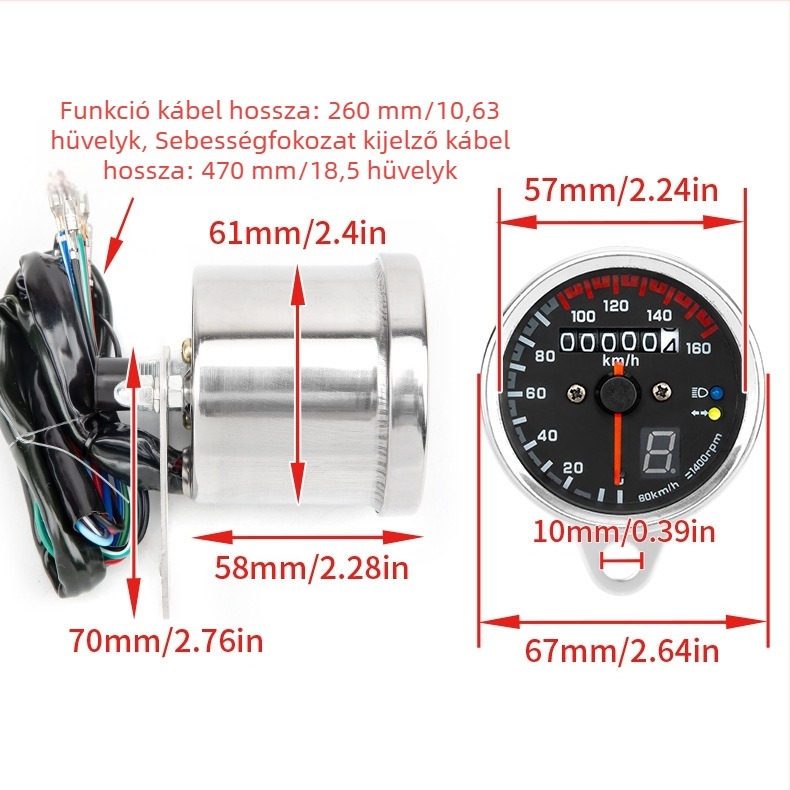 Harley-Davidson cruiser váltópozíció kijelzővel és elektronikus tachométerrel, kilométerórával, 12V