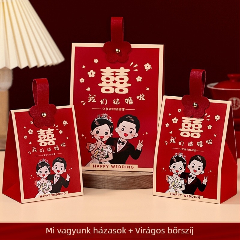 Esküvői bonbontartó doboz, papírból készült ajándékdoboz esküvőkre és eljegyzésekre