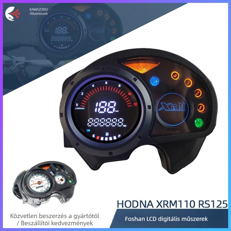KAWAZONO LCD digitális motorkerékpár műszerfal XRM110 RS125-höz, ABS anyag, kompatibilis XRM110 RS125-tel, licencelt magáncímke