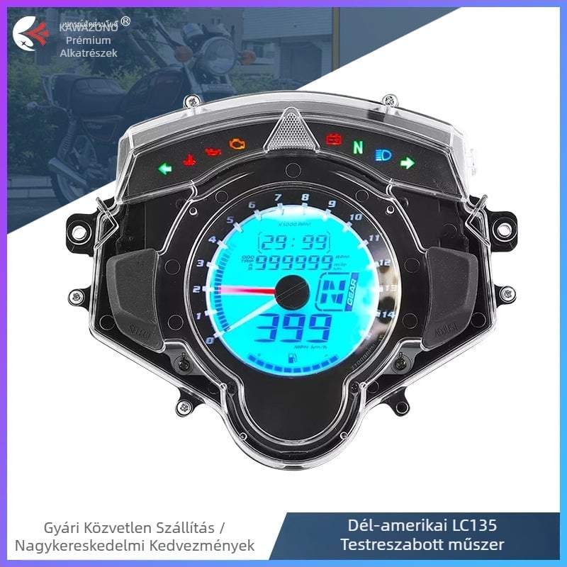 LCD motorkerékpár műszerfal LC135-höz, KAWAOZNO márka, modell NEW LC135, ABS burkolat, LC135 kompatibilis