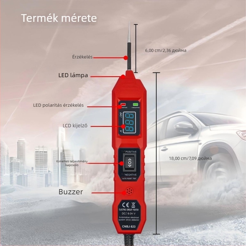 Autóvillamossági áramkör teszter, többfunkciós detektor, vonalfolytonosság mérő, univerzális eszköz 3.5–36V