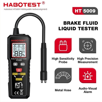 Fékfolyadék-tesztelő HT5009 - 2x AAA elemmel működik, üzemi hőmérséklet -20–60°C, modell HT5009