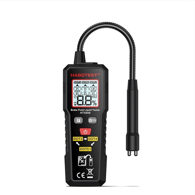 Fékfolyadék-tesztelő HT5009 - 2x AAA elemmel működik, üzemi hőmérséklet -20–60°C, modell HT5009