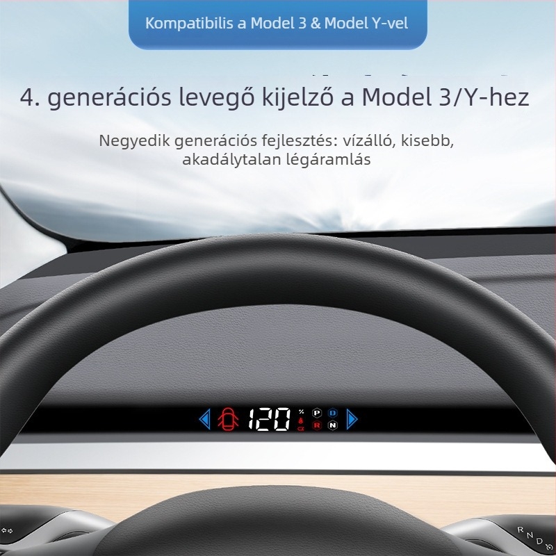HUD fedélzeti kijelző T5, HD felbontás, OBD táplálás, Model 3 és Model Y kompatibilis