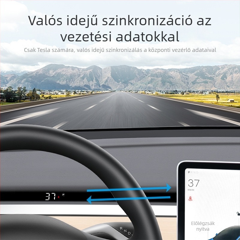 HUD fedélzeti kijelző T5, HD felbontás, OBD táplálás, Model 3 és Model Y kompatibilis