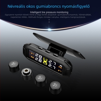T9 digitális TPMS kisautókhoz — guminyomás-monitorozó rendszer, digitális kijelző, 0-3,5 bar tartomány