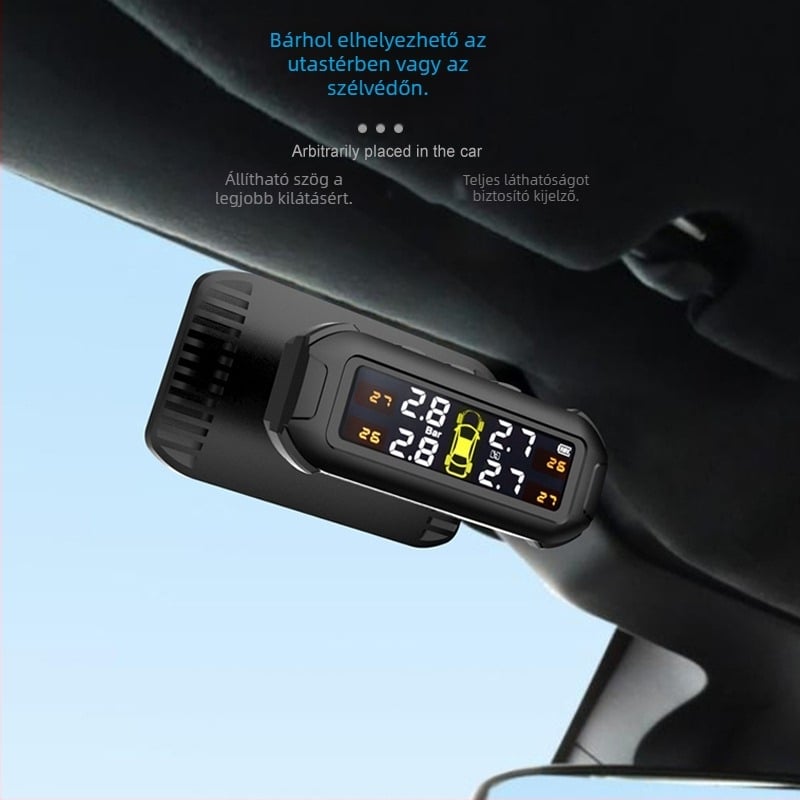 T9 digitális TPMS kisautókhoz — guminyomás-monitorozó rendszer, digitális kijelző, 0-3,5 bar tartomány