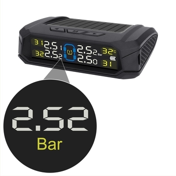 4 kerékes TPMS színes LCD kijelzővel, vezeték nélküli digitális guminyomásmérő, napelemes, beépített