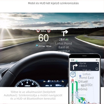Autós HUD kijelző – OBD hiba észlelés, lebegő képi vetítés, navigáció, kód törlése — Modell 985 — Akkumulátoros üzemmód • Kézi vezérlés • Bemeneti jel: Egyéb