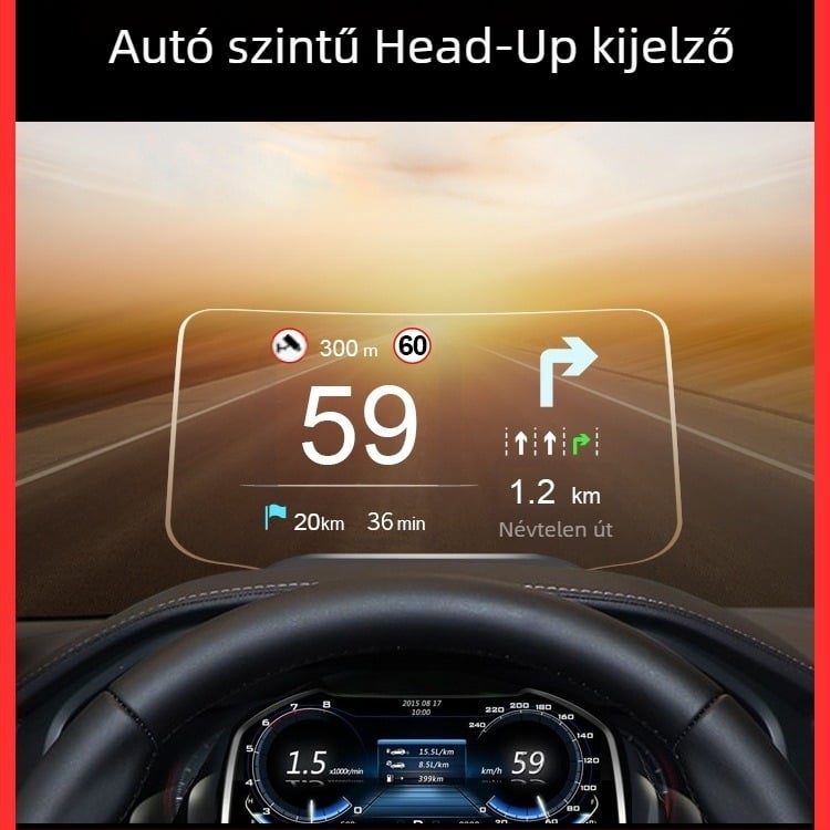 Autós HUD kijelző – OBD hiba észlelés, lebegő képi vetítés, navigáció, kód törlése — Modell 985 — Akkumulátoros üzemmód • Kézi vezérlés • Bemeneti jel: Egyéb