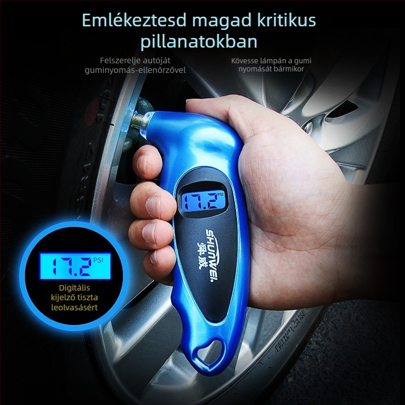 SD-2802 Elektronikus digitális gumiabroncsnyomásmérő, ABS, hordozható, Deflate
