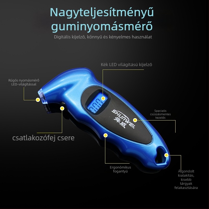 SD-2802 Elektronikus digitális gumiabroncsnyomásmérő, ABS, hordozható, Deflate