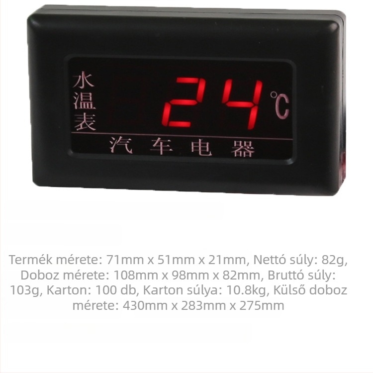 12V/24V univerzális digitális vízhőmérő kijelző járművekhez és gépekhez