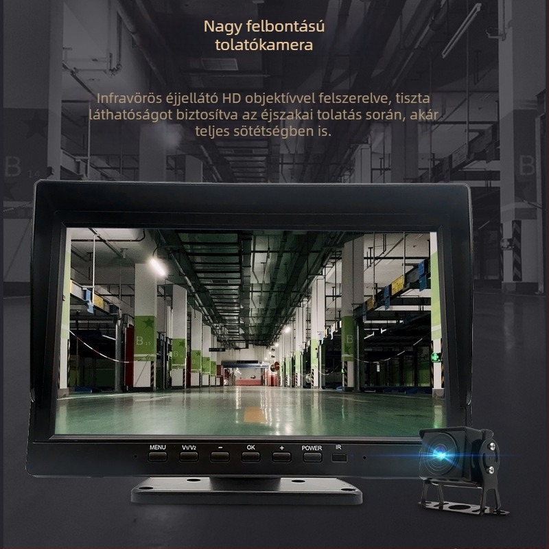 Négycsatorás teherautó-monitorozó rendszer HD kijelzővel, parkolásfigyelés és hangvezérlés