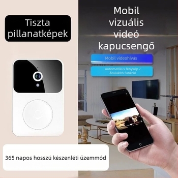 Jiakasi X9 videó ajtócsengő — vezeték nélküli, AA elemről működik, 5V, HD éjjellátás, videó interkom, pillanatfelvételek