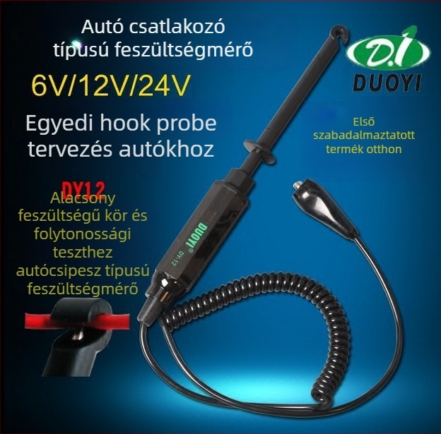 DY12 autókampós elektromos mérő toll — 6V/12V/24V, alacsony feszültség vizsgálata