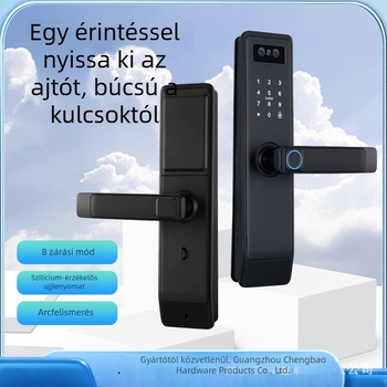 3D arcképekkel és videó interkommal ellátott okos zár fa ajtóra, Modell P15, 100 ujjlenyomat tárolás, >100000 nyitás, szkennelési idő 0,15 s, FA 0,1%, FR 0,1%