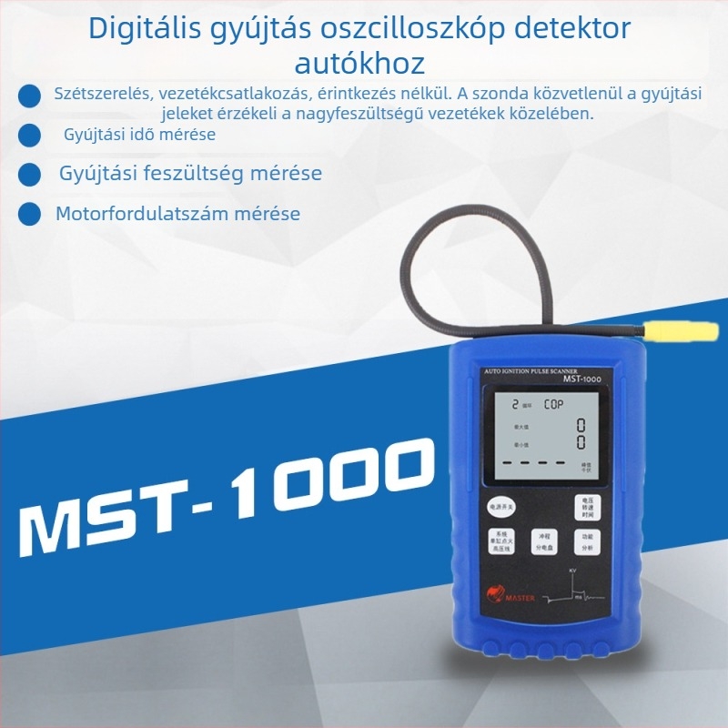 Digitális gyújtórelé autóoszcilloszkóppal, gyors mérés a fordulatszámra, időre és feszültségre MST-1000
