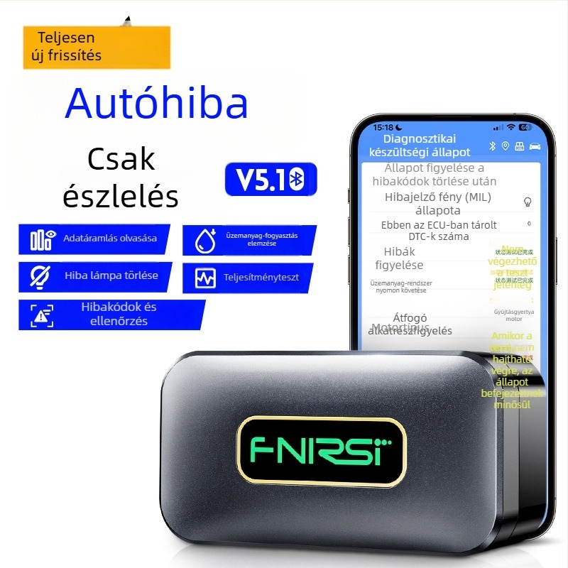 Fnirsi FD10 OBD2 Bluetooth 5.1 diagnosztikai eszköz a motorhoz, hibakódokkal, járműre szerelt