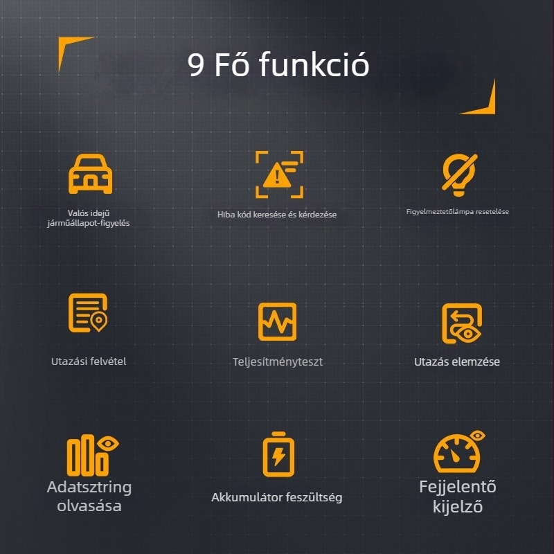 Fnirsi FD10 OBD2 Bluetooth 5.1 diagnosztikai eszköz a motorhoz, hibakódokkal, járműre szerelt