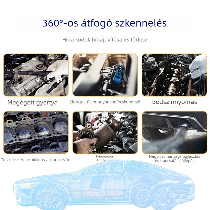 Fnirsi FD10 OBD2 Bluetooth 5.1 diagnosztikai eszköz a motorhoz, hibakódokkal, járműre szerelt