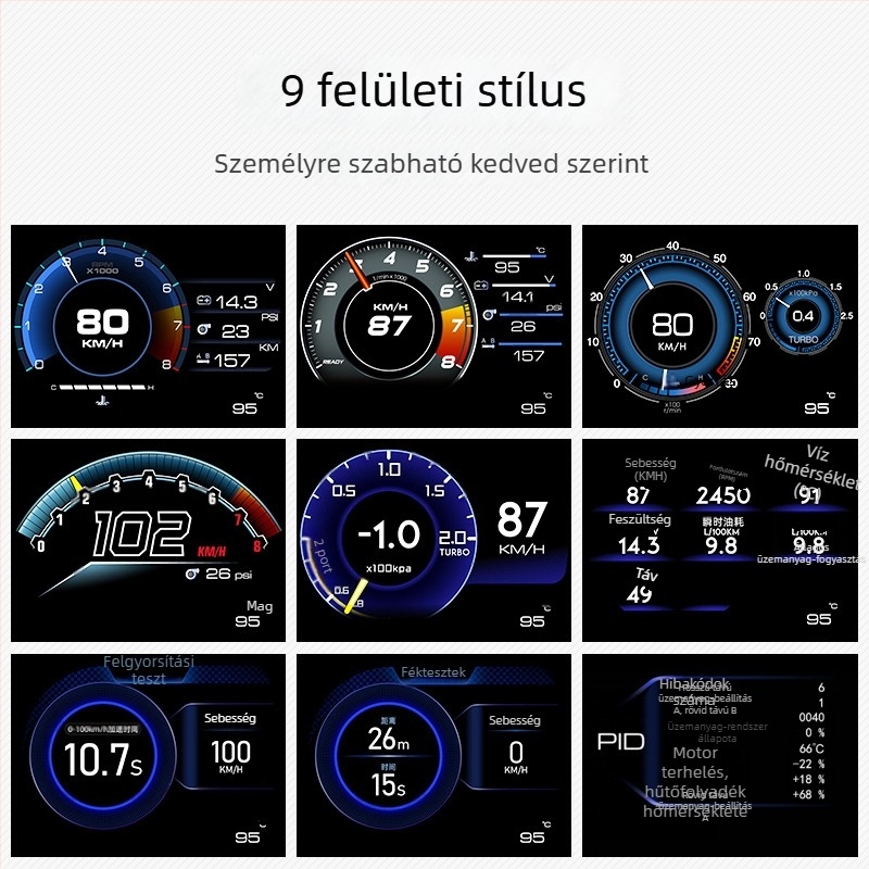 OBD HUD műszer autóhoz — Kuyoule, PC+ABS, Modell A501, OBDII kompatibilis, Tömeg ~150 g