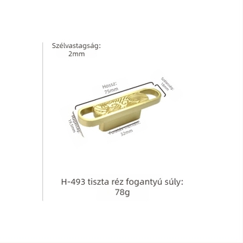 Sárgaréz fogantyú - kézzel készített, új kínai motívum stílusban, bútorokhoz és ajtókhoz