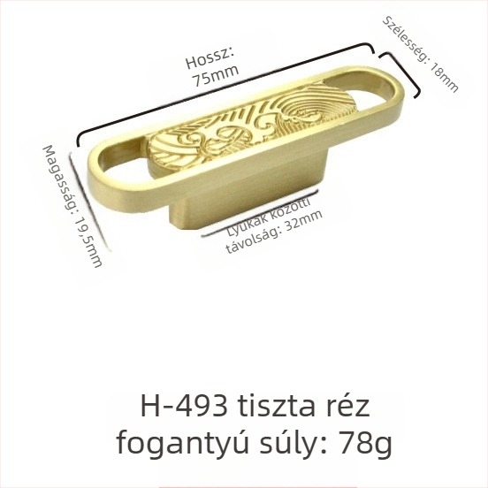 Sárgaréz fogantyú - kézzel készített, új kínai motívum stílusban, bútorokhoz és ajtókhoz